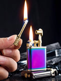 1PC Retro Style Kerosene Oil Trench Lighter, Antique Copper Permanent Match Striker, Refillable Kerosene Oil Lighter With Grinding Wheel Outdoor Fire Starter Flint Strikers Waterproof Matchstick Metal Lighter, Perfect For Outdoor Camping, Survival, Hiking