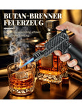1 Stück Metall Direct Punch Windproof Welding Gun Spray Gun Aufblasbares Feuerzeug Outdoor Gas Fackel Feuerzeug für Camping Wandern BBQ Herd Küche Kochen Backen Kerze Beifuß Zigarre