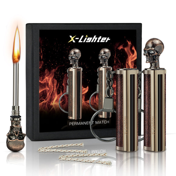 10000 Permanent Matchstick Strike Set 2 PCS/SET Matchsticks with Gift Box Permanent Lighter Matchstick Keychain Lighter Kerosene Refillable Flint Lighter, Christmas and Birthday Gifts, Father's Day Gift (excluding Fuel)