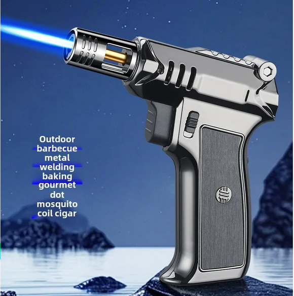 1PC Kitchen Torch Lighter, Pistol-like Metal Welding Gun Refillable Butane Gas Lighter Multi-functional for Outdoor Camping Barbecue Kitchen Cooking, Father's Day Gift for Men Dad(excluding Butane)