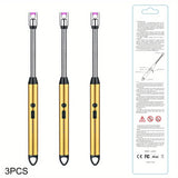 3PCS 360° Flexible Neck Plasma Lighter Windproof Flameless USB Rechargeable Lighter Long Electric Electronic Lighter For Candle Gas Stove Ignition Firework