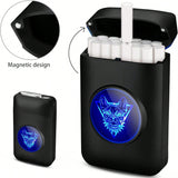 Lafagiet 19PCS Kapazität Zigarettenetui mit USB elektrisches Feuerzeug für 84mm normale Größe, LED-Bildschirm, Rose rot magnetische Art Zigarettenschachtel Lagerung Geschenke für und Frauen Cool Zigarettenhalter