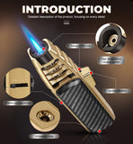 1PC Household Powerful Flame Cooking Lighter Refillable Butane Lighter, Safety Gas Lighter Adjustable Flame Cooling Lighter Suitable For Candles, Camping, BBQ, Kitchen, Men's Gifts, Father's Day Gifts (Gas Free)