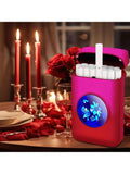 Lafagiet 19PCS Kapazität Zigarettenetui mit USB elektrisches Feuerzeug für 84mm normale Größe, LED-Bildschirm, Rose rot magnetische Art Zigarettenschachtel Lagerung Geschenke für und Frauen Cool Zigarettenhalter