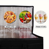 2pcs/Set XXXL Large Black Insulated Food Delivery Bag L23xW14*H15" With Removable Hard Bottom Board For Catering Grocery, Doordash, Picnic