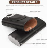 Cigarette Case, 3pcs Holder, Cigarettes Travel Case, Cedar Lined, Leather Made Cigarette Humidor With Stainless Cutter, Christmas Gift For Men Dad