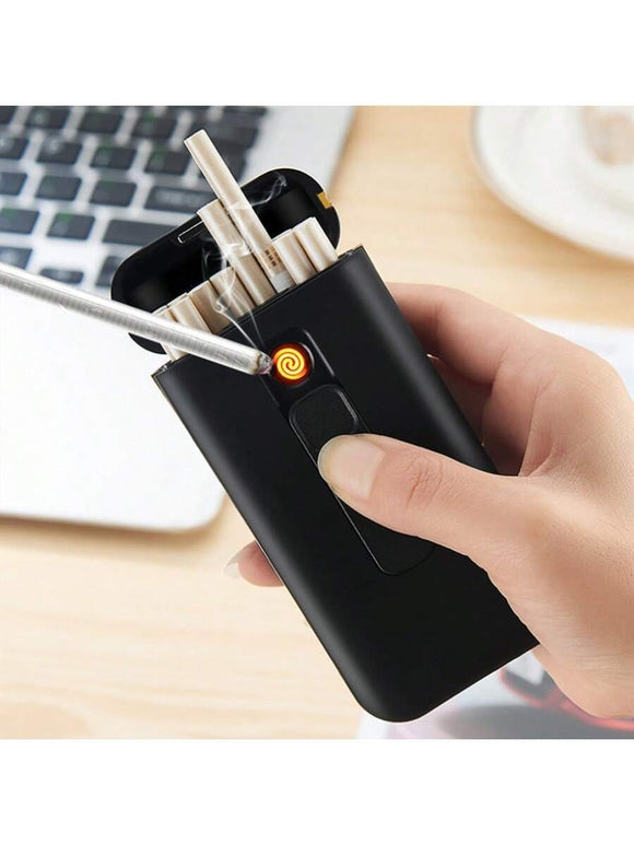 20 Stück Kapazität Regular Slim Zigarettenetui Box mit USB-Feuerzeug 100mm Größe wasserdicht feuchtigkeitsbeständig Zigarettenhalter austauschbar Wolfram Zündung