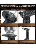 1 Stück Metall Direct Punch Windproof Welding Gun Spray Gun Aufblasbares Feuerzeug Outdoor Gas Fackel Feuerzeug für Camping Wandern BBQ Herd Küche Kochen Backen Kerze Beifuß Zigarre