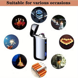 1pc Windproof Metal Lighters Dual Arc Flameless Plasma Rechargeable USB Lighter With LED Battery Indicator And Touch Sensor Switch Giftfor Camping, Hiking, Adventure, - Perfect Gift For Men & Women