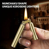 [Vintage Metal Lighter] 2pcs/Set Vintage Metal Brass Windproof Kerosene Lighter, Grinding Wheel Lighter With Flint Thread Set Gift Box, Creative Unique Gifts For Men Dad Husband, Father's Day Gift For Men Dad(Fuel Not Included)