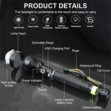 Rechargeable Flashlights High Lumens-Super Bright 3 Modes Zoomable Type C Chargeable LED Tactical Flashlights Waterproof Flash Lights for Emergency Home Camping Hiking Outdoor Gift Box Packaging