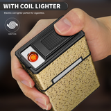 Classic Retro Full Pack Cigarette Case With USB Coil Lighter Suitable For 100's 100mm King Size Cigarettes Moisture-Proof Pressure Resistant Cigarette Storage Box Men's Women's Cigarette Accessories Christmas Gift Commemorative Day Gift Father's Day Gift