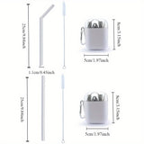 2packs Reusable Straws With Keychain Container, Silicone Foldable Portable Drinking Straw Set Including Cleaning Brush, Suitable For Party Travel, Easy To Clean, Portable, Birthday Anniversary Gifts For Men Women Her Him