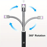 2pcs Windproof Torch Lighter USB Rechargeable Lighter, Electric Long Lighter With 360° Flexible Neck, Suitable For Candles, BBQ, Camping , Indoor & Outdoor Use
