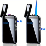 1PC Dual USE USB Electric Arc Lighter, Windproof Flameless Jet Torch Flame Lighter Electric Dual Plasma Arc Lighter Refillable Butane Gas, For Outdoor Camping, Christmas Birthday Gifts For Men Women Him Her Dad(Without Gas)