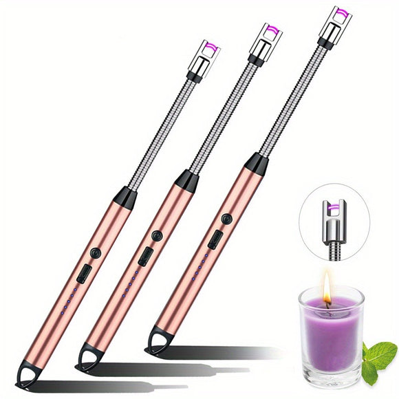 3PCS 360° Flexible Neck Plasma Lighter Windproof Flameless USB Rechargeable Lighter Long Electric Electronic Lighter for Candle Gas Stove Ignition Firework
