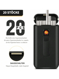 20 Stück Kapazität Regular Slim Zigarettenetui Box mit USB-Feuerzeug 100mm Größe wasserdicht feuchtigkeitsbeständig Zigarettenhalter austauschbar Wolfram Zündung