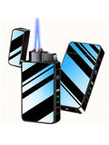 1PC Dual Flame Plasma Double Arc Lighter Windproof Jet Torch Lighter Adjustable Jet Flame Refillable Butane Gas Lighter USB Rechargeable Electric Electronic Lighter, Gift Box Package, Gift Ideas For Men Women Dad Him Her