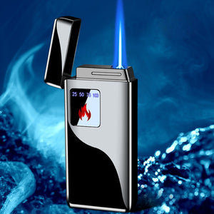 1PC 2-In-1 Blue Jet Flame & Electronic Arc Lighter, Windproof Refillable Butane Gas Torch Lighter, Touch  Ignition Charging Electric Plamsa Lighter USB Rechargeable, With Gift Box Father's Day Gift For Men Dad (Without Gas)