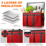 4 Pcs/Set Insulated Food Delivery Bags With Hard Bottom, Reusable XXXL Large Black Grocery Tote Bag, L23*W14*H15 Inches For Hot Cold Food Delivery, Groceries, Travel, Shopping