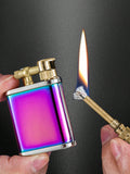 1PC Retro Style Kerosene Oil Trench Lighter, Antique Copper Permanent Match Striker, Refillable Kerosene Oil Lighter With Grinding Wheel Outdoor Fire Starter Flint Strikers Waterproof Matchstick Metal Lighter, Perfect For Outdoor Camping, Survival, Hiking