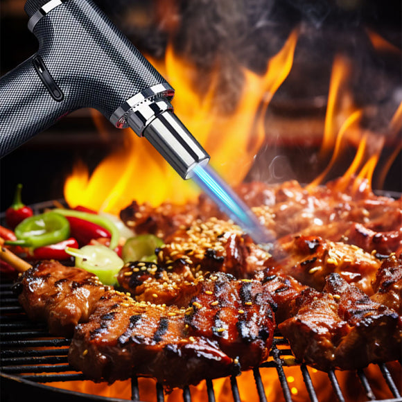Powerful Windproof Blue Flame Kitchen Torch Lighter Jet Flame Lighter Refillable Butane Gas Lighter Adjustable Flame With Safety Lock Suitable For Outdoor Barbecue Cooking Kitchen Baking, Metal Welding Gun Camping Equipment (No Gas)