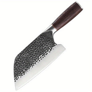 1pc Meat Cleaver Knife, Heavy Duty Kitchen Chef Knife with Hand Forged High Carbon Steel, Non-slip Solid Wood handle for Chopping Bones