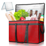 2pcs/Set XXXL Large Red Insulated Food Delivery Bags L23xW14*H15" With Removable Hard Bottom Board For Catering Grocery, Doordash, Picnic, Travel, Shopping