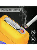 Lafagiet 19PCS Kapazität Zigarettenetui mit USB elektrisches Feuerzeug für 84mm normale Größe, LED-Bildschirm, Rose rot magnetische Art Zigarettenschachtel Lagerung Geschenke für und Frauen Cool Zigarettenhalter