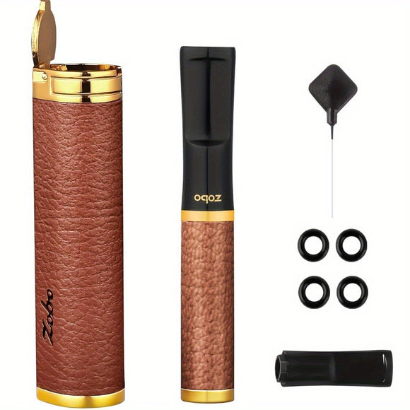1pc Reusable Cigarette Filter, PU Leather Coating, Stylish & Elegant, Washable Cigarette Mouthpiece Tips To Reduce Tar And Smoke Stains, With Gift Box Packing For Dad, Mom, Husband, Wife, Men, Women