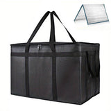 4 Pcs/Set Insulated Food Delivery Bags With Hard Bottom, Reusable XXXL Large Black Grocery Tote Bag, L23*W14*H15 Inches For Hot Cold Food Delivery, Groceries, Travel, Shopping