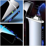1pc Windproof Metal Lighters Dual Arc Flameless Plasma Rechargeable USB Lighter With LED Battery Indicator And Touch Sensor Switch Giftfor Camping, Hiking, Adventure, - Perfect Gift For Men & Women