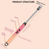 3PCS 360° Rotation Flexible Neck Plasma Lighter Windproof Flameless USB Rechargeable Lighter With LED Power Display Long Electric Electronic Lighter For Candle Gas Stove Ignition Firework