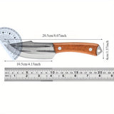 1pc 4.1 Inches Kitchen Cleaver Knives With PU Leather Sheath , Multi-Purpose Small Chef Knife, Chinese Meat Butcher Cutting Knives Wood Handle, For Outdoor Adventure BBQ Camping Bonfire