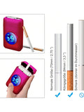 Lafagiet 19PCS Kapazität Zigarettenetui mit USB elektrisches Feuerzeug für 84mm normale Größe, LED-Bildschirm, Rose rot magnetische Art Zigarettenschachtel Lagerung Geschenke für und Frauen Cool Zigarettenhalter