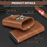Cigarette Case, 3pcs Holder, Cigarettes Travel Case, Cedar Lined, Leather Made Cigarette Humidor With Stainless Cutter, Christmas Gift For Men Dad