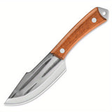 1pc 4.1 Inches Kitchen Cleaver Knives With PU Leather Sheath , Multi-Purpose Small Chef Knife, Chinese Meat Butcher Cutting Knives Wood Handle, For Outdoor Adventure BBQ Camping Bonfire