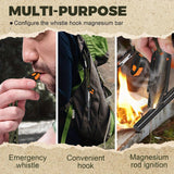 Outdoor Fire Starter Ferro Rod With Gift Box, Drilled Flint And Steel Fire Starter Survival Tool EDC Kit With Whistle, Paracord Lanyard, Ferrocerium For Emergency, Campfires