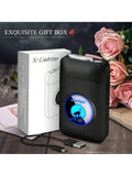 Lafagiet 19PCS Kapazität Zigarettenetui mit USB elektrisches Feuerzeug für 84mm normale Größe, LED-Bildschirm, Rose rot magnetische Art Zigarettenschachtel Lagerung Geschenke für und Frauen Cool Zigarettenhalter