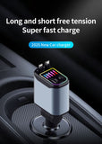 Retractable Car Charger, No Entanglement Required Fast Charging Dual USB Ports Compact Car Phone Charger With LED Light For Travel, Universal Compatible All Phones