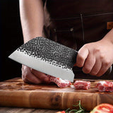 1pc Meat Cleaver Knife, Heavy Duty Kitchen Chef Knife with Hand Forged High Carbon Steel, Non-slip Solid Wood handle for Chopping Bones