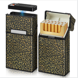 Classic Retro Full Pack Cigarette Case With USB Coil Lighter Suitable For 100's 100mm King Size Cigarettes Moisture-Proof Pressure Resistant Cigarette Storage Box Men's Women's Cigarette Accessories Christmas Gift Commemorative Day Gift Father's Day Gift