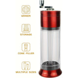 5-In-1 Rainbow Alluminum Metal Manual Spice Grinder With A Foldable Hand Crank, With Cone Londer, Multifunctional Joint Rolling Machine, Cleaning Brush, Easy To Push Button