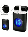 Lafagiet 19PCS Kapazität Zigarettenetui mit USB elektrisches Feuerzeug für 84mm normale Größe, LED-Bildschirm, Rose rot magnetische Art Zigarettenschachtel Lagerung Geschenke für und Frauen Cool Zigarettenhalter