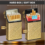 Classic Retro Full Pack Cigarette Case With USB Coil Lighter Suitable For 100's 100mm King Size Cigarettes Moisture-Proof Pressure Resistant Cigarette Storage Box Men's Women's Cigarette Accessories Christmas Gift Commemorative Day Gift Father's Day Gift