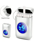 Lafagiet 19PCS Kapazität Zigarettenetui mit USB elektrisches Feuerzeug für 84mm normale Größe, LED-Bildschirm, Rose rot magnetische Art Zigarettenschachtel Lagerung Geschenke für und Frauen Cool Zigarettenhalter