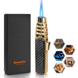 1PC Household Powerful Flame Cooking Lighter Refillable Butane Lighter, Safety Gas Lighter Adjustable Flame Cooling Lighter Suitable For Candles, Camping, BBQ, Kitchen, Men's Gifts, Father's Day Gifts (Gas Free)